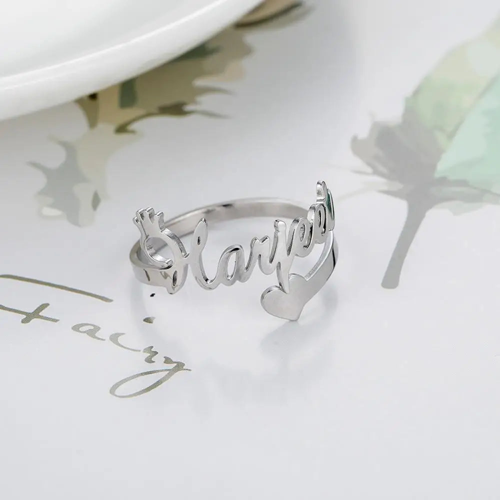 PERSONALISIERTER EDELSTAHL "HEART" RING - ICERAIN JEWELRY