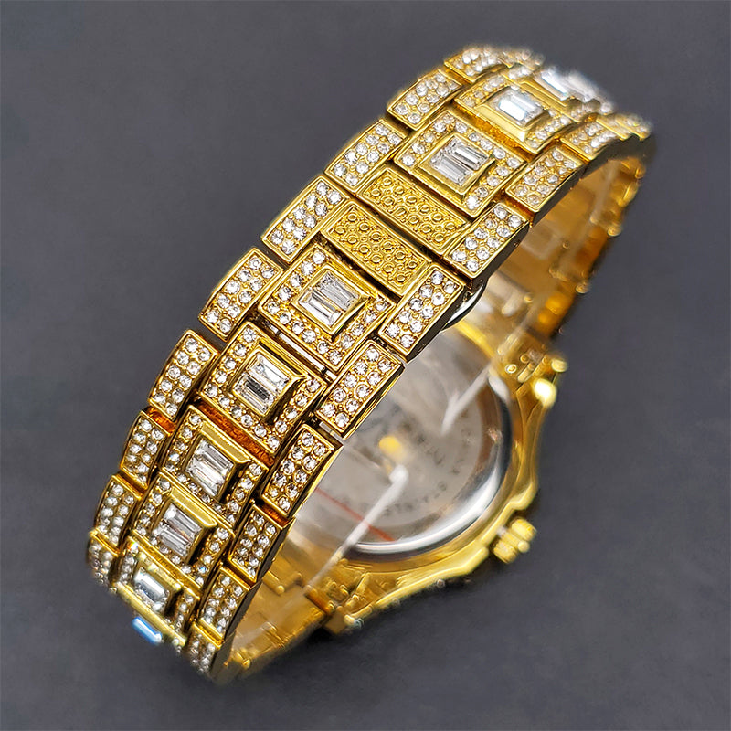 SALE | ICED OUT "GOLD/SKYBLUE ARABIC" UHR - ICERAIN JEWELRY