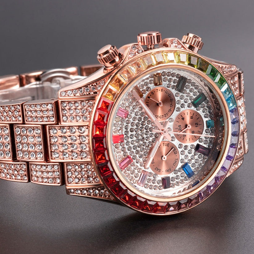 Luxus Designer Iced Out "Sollini" Uhr + Box + Armbandkürzer - ICERAIN JEWELRY