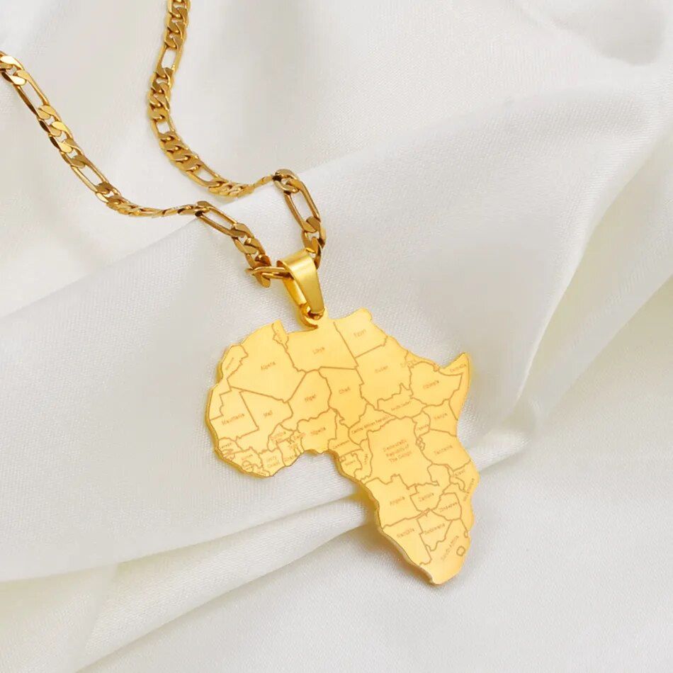 SALE | EDELSTAHL 45CM "GOLD AFRICA V3" LÄNDERKETTE - ICERAIN JEWELRY