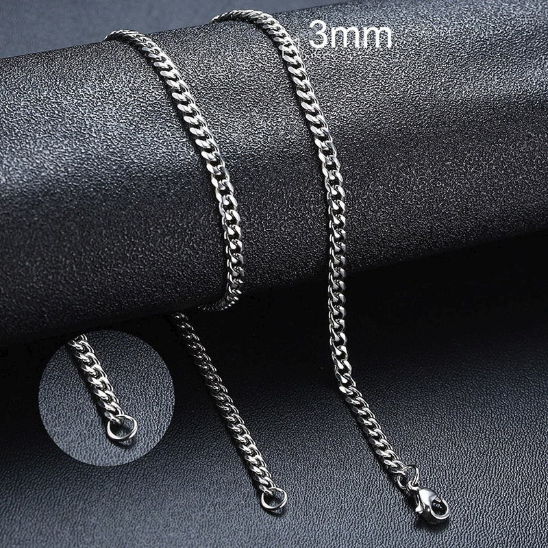 SALE | EDELSTAHL 7MM 55CM "SILVER CUBAN" KETTE - ICERAIN JEWELRY