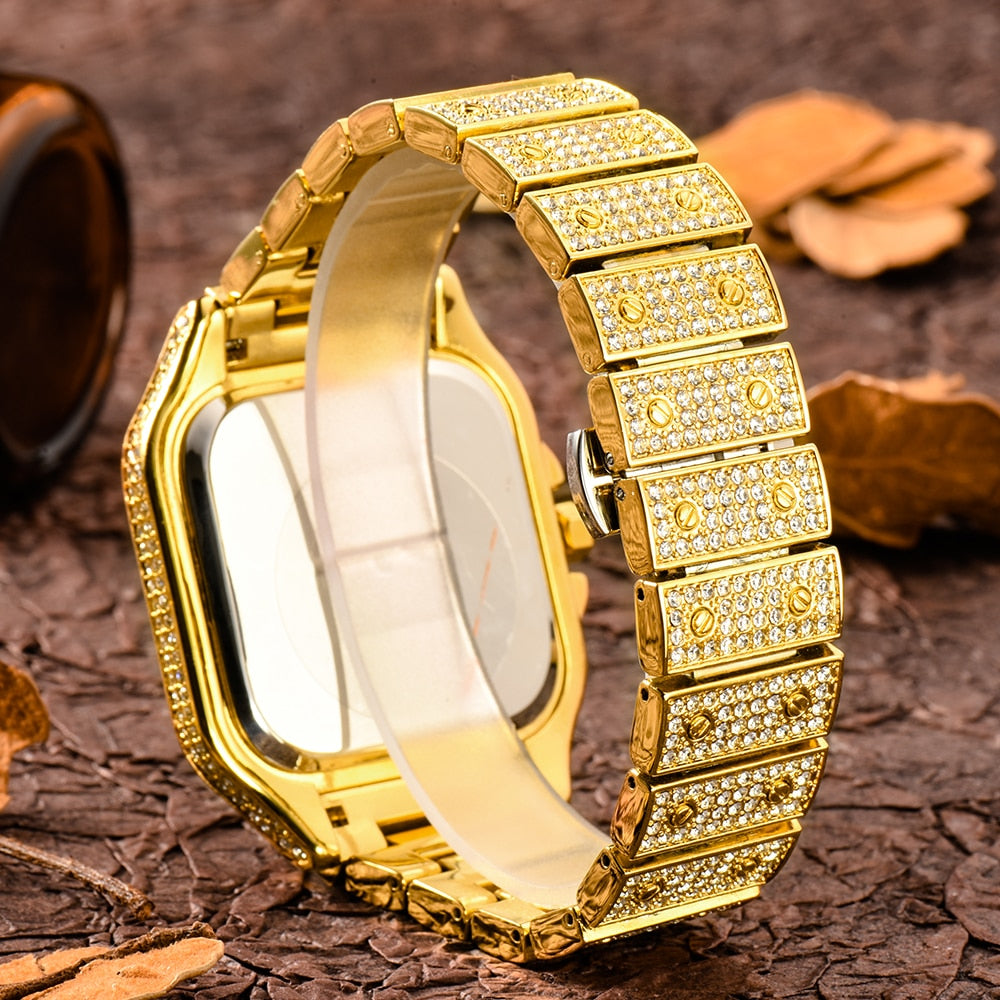 SALE | ICED OUT "GOLD/BLUE PIAZZA" UHR - ICERAIN JEWELRY