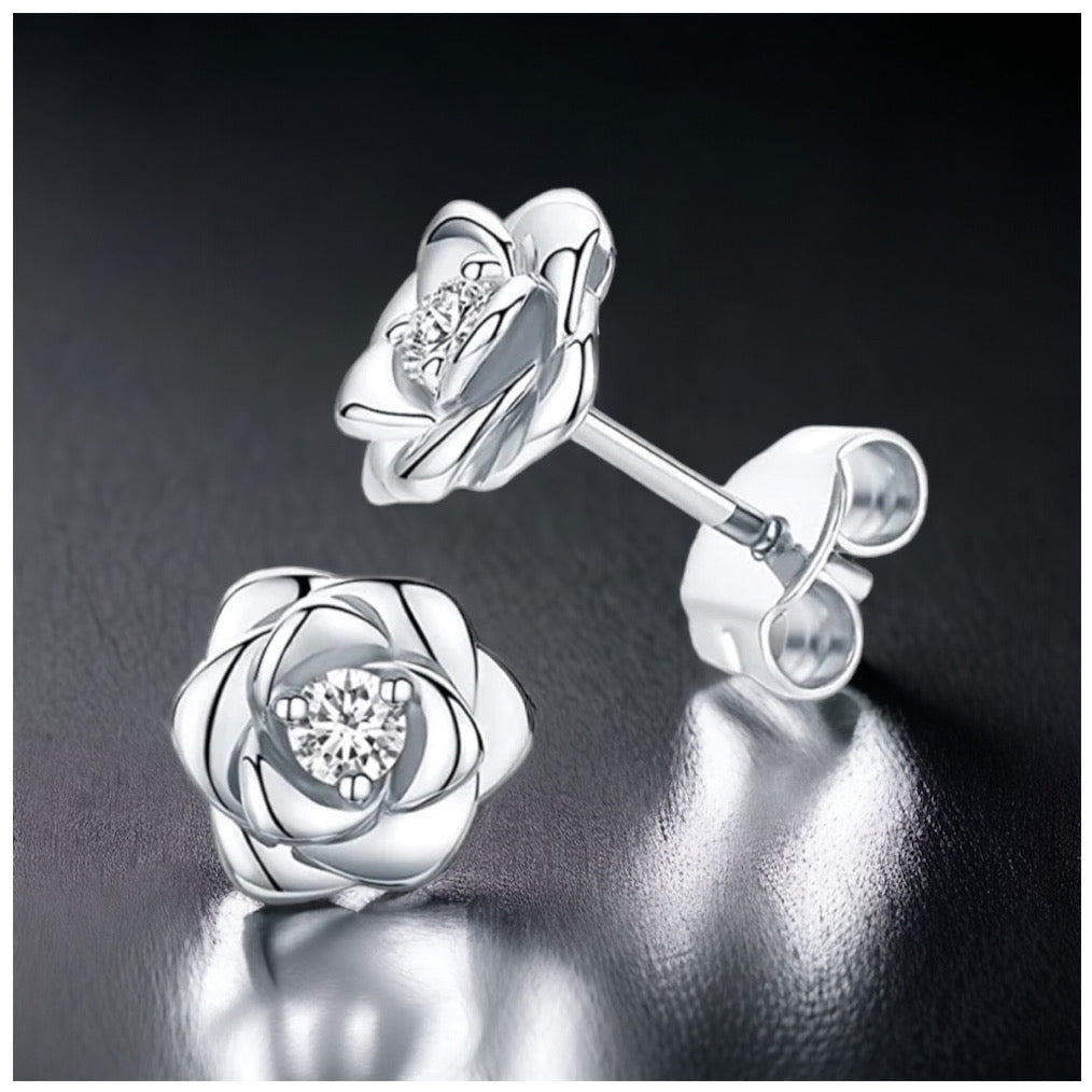 ICED OUT "SILVER ROSE" OHRRINGE - ICERAIN JEWELRY