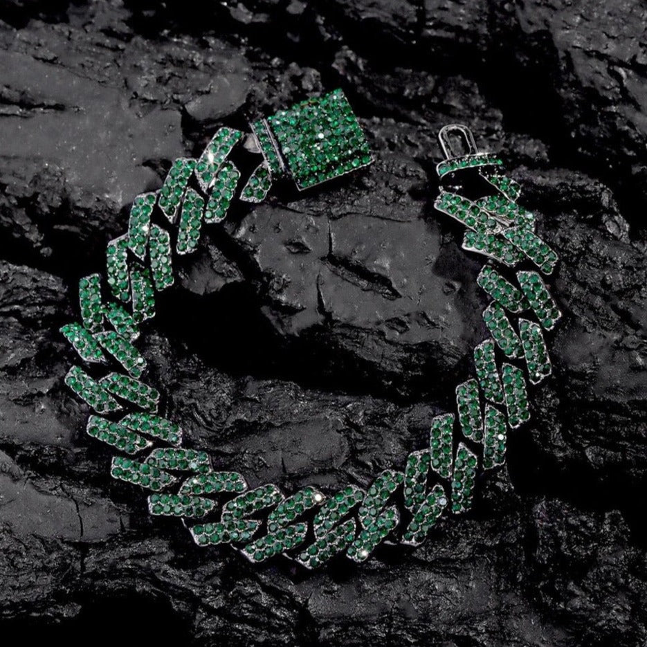 ICED OUT 14MM "GREEN PRONG CUBAN" ARMBAND - ICERAIN JEWELRY