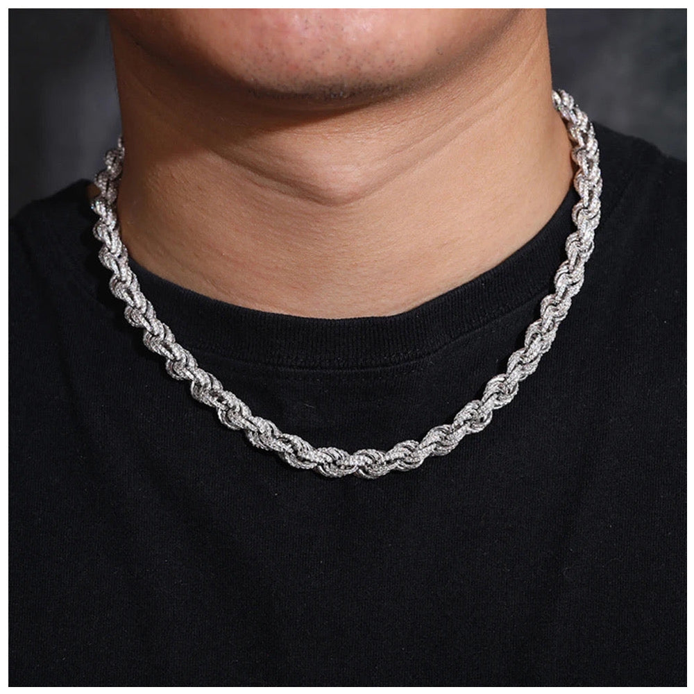 ICED OUT 8MM MOISSANITE "ROPE" WEISSGOLD 925S SILVER KETTE - ICERAIN JEWELRY
