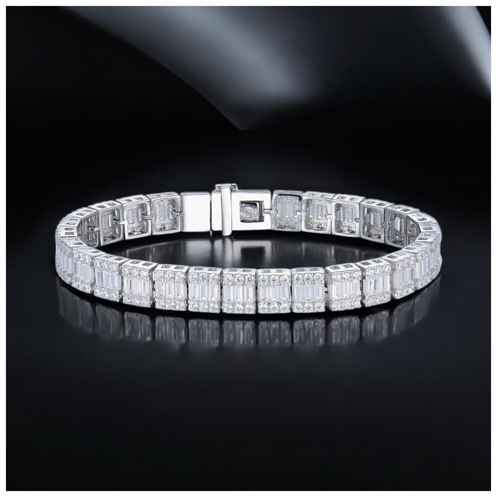 ICED OUT MOISSANITE "SAPHIR TENNIS" WEISSGOLD 925S SILVER ARMBAND - ICERAIN JEWELRY
