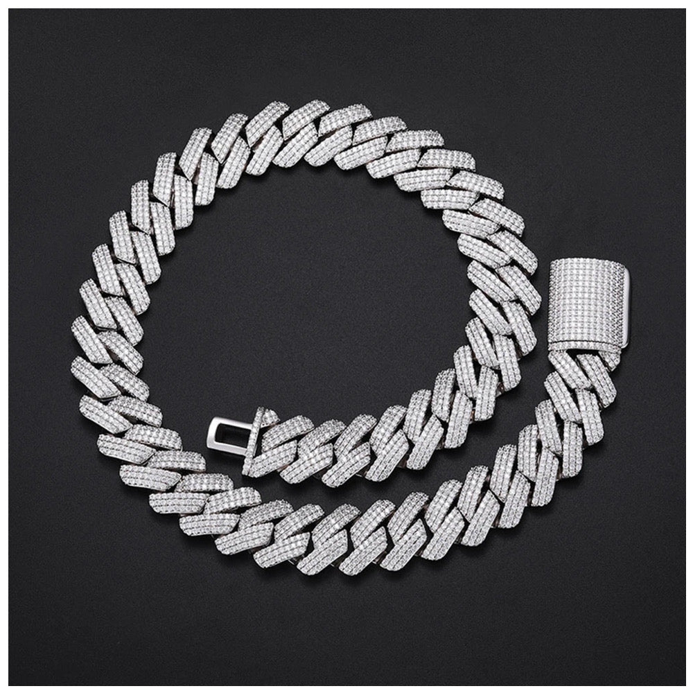 SALE | ICED OUT 25MM 20CM "SILVER PRONG CUBAN" ARMBAND - ICERAIN JEWELRY