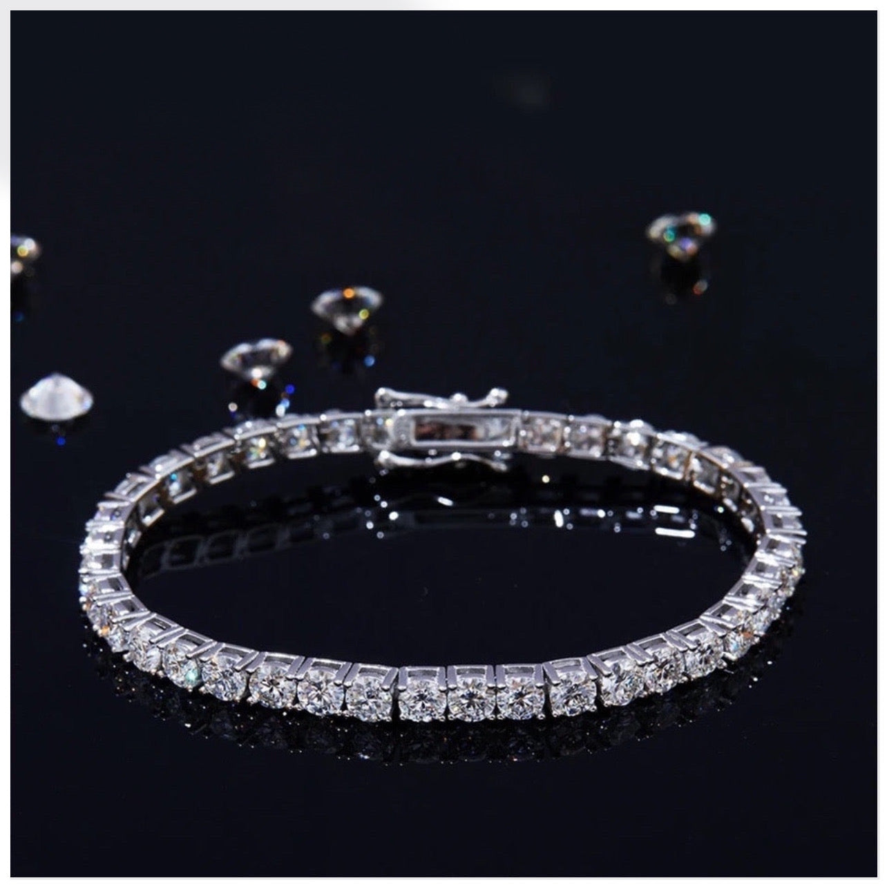 SALE | ICED OUT 3MM 18CM MOISSANITE "SILVER TENNIS" WEISSGOLD 925S SILVER ARMBAND - ICERAIN JEWELRY