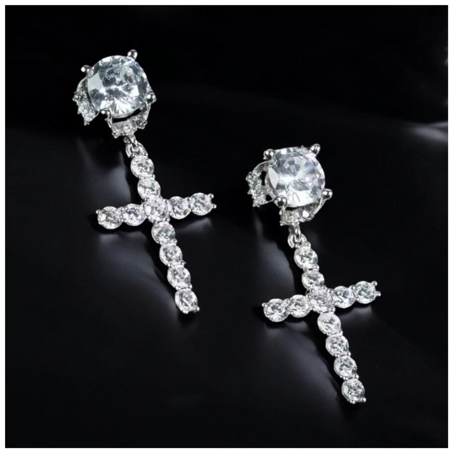 ICED OUT "SILVER LUXURY CROSS" OHRRINGE - ICERAIN JEWELRY