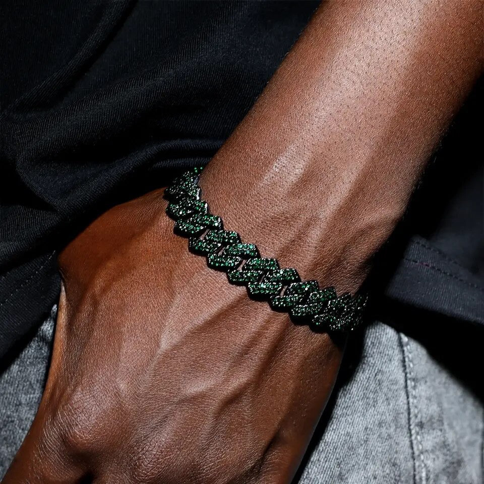 ICED OUT 14MM "GREEN PRONG CUBAN" ARMBAND - ICERAIN JEWELRY