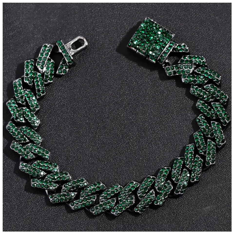 ICED OUT 14MM "GREEN PRONG CUBAN" ARMBAND - ICERAIN JEWELRY