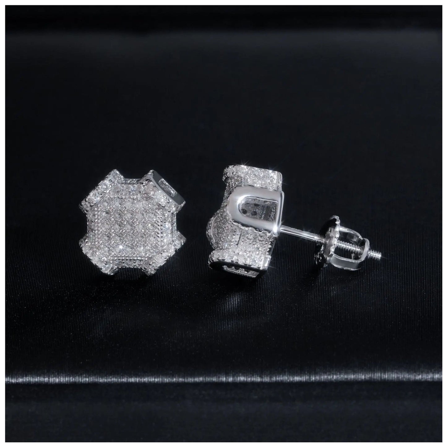 ICED OUT 10MM MOISSANITE "PASS" WEISSGOLD 925S SILVER OHRRINGE - ICERAIN JEWELRY