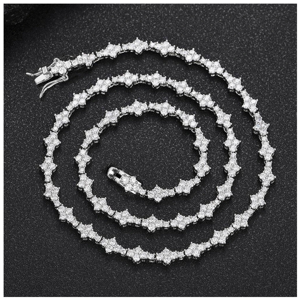 ICED OUT MOISSANITE 3MM "TENNIS CROSS" WEISSGOLD 925S SILVER KETTE - ICERAIN JEWELRY