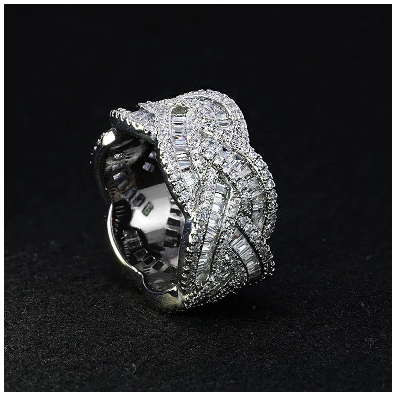 ICED OUT MOISSANITE "WAVE" WEISSGOLD 925S SILVER RING - ICERAIN JEWELRY
