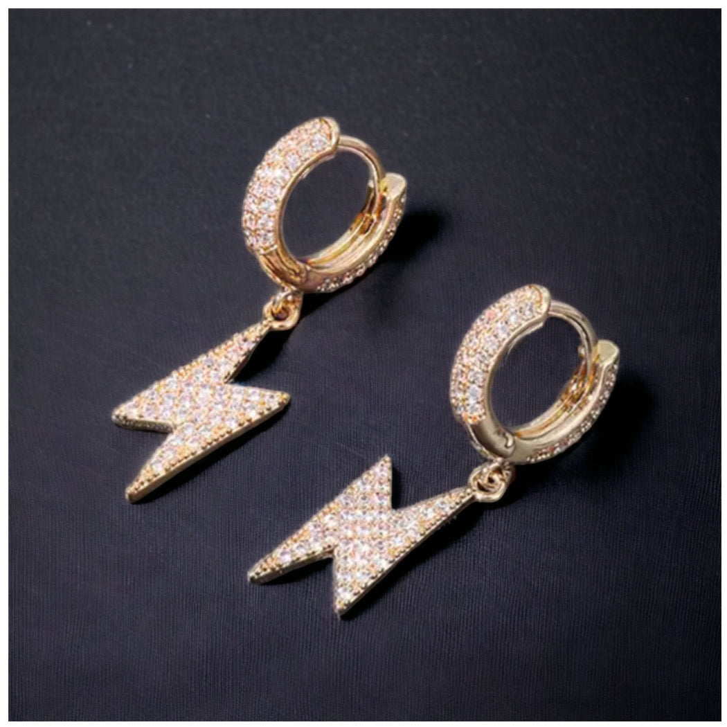 ICED OUT "GOLD LIGHTNING" OHRRINGE - ICERAIN JEWELRY