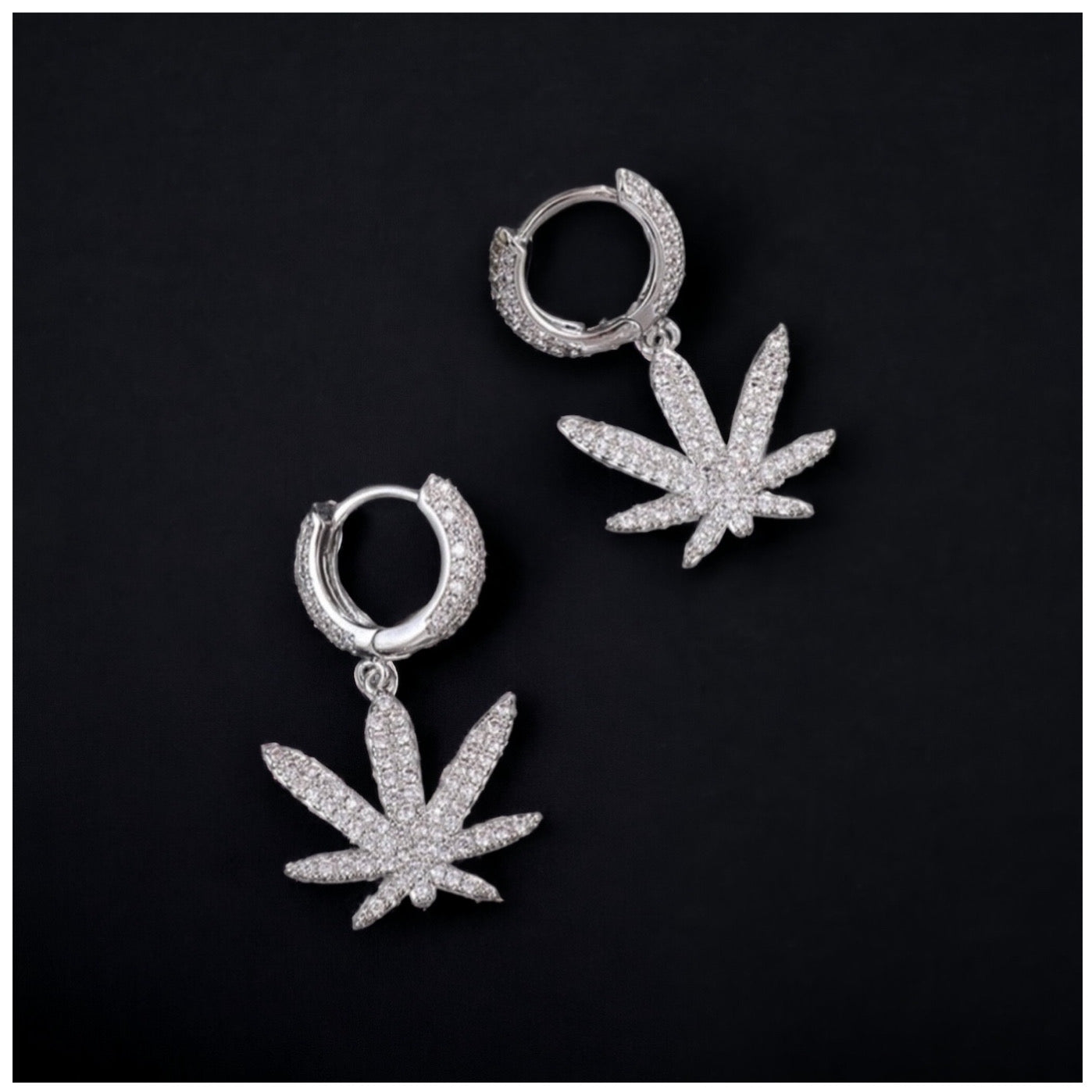 ICED OUT "SILVER PLANT" OHRRINGE - ICERAIN JEWELRY