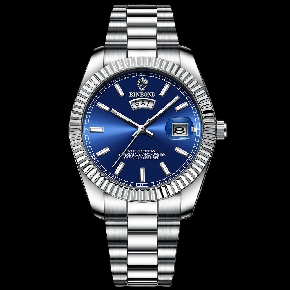 SALE | EDELSTAHL "SILVER/BLUE LUMIFOR" UHR - ICERAIN JEWELRY