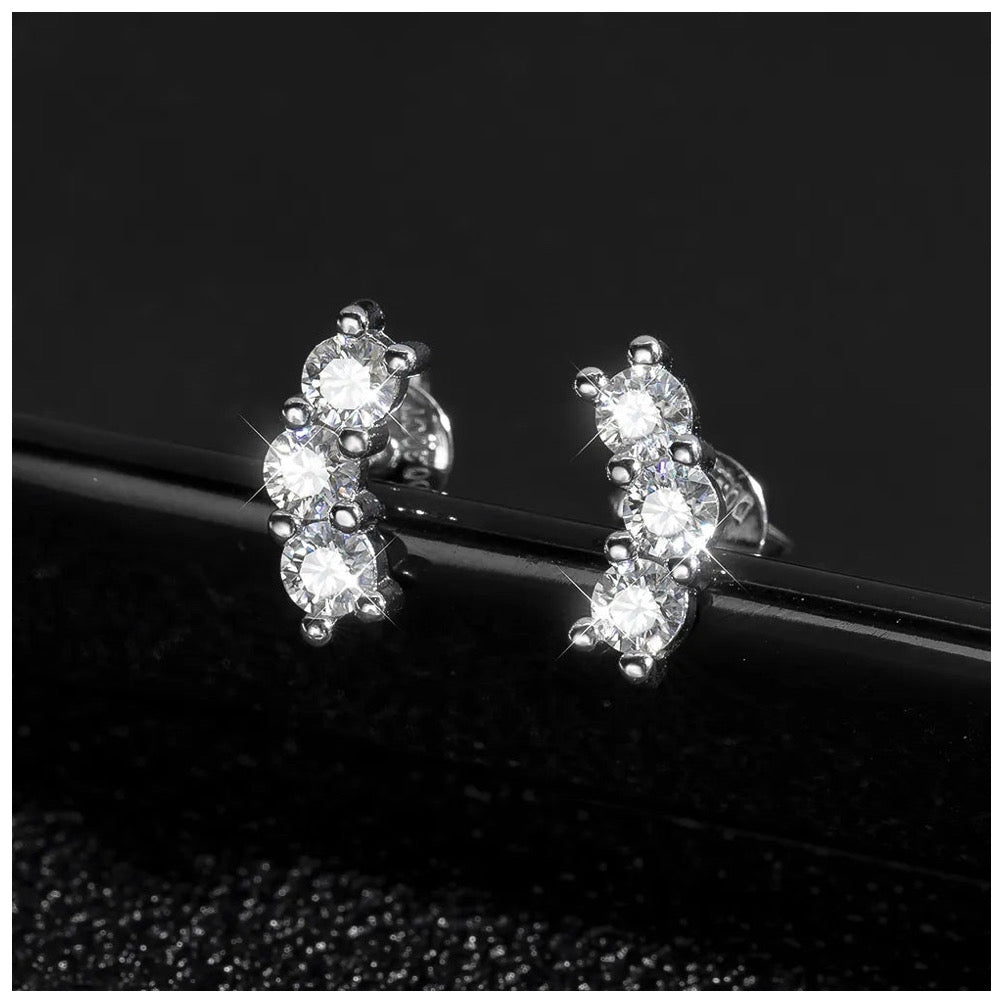 ICED OUT MOISSANITE "HASERLI" WEISSGOLD 925S SILVER OHRRINGE - ICERAIN JEWELRY