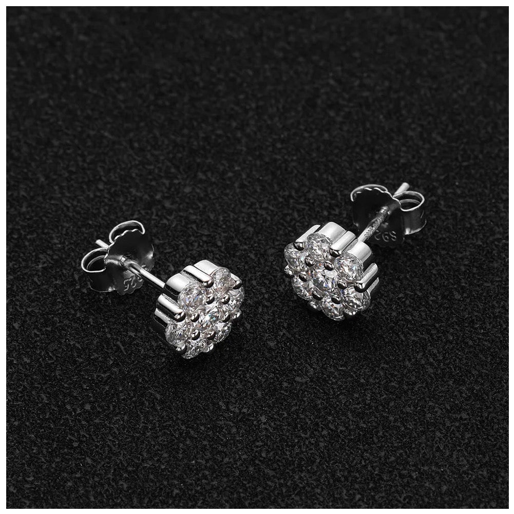 ICED OUT MOISSANITE "FINE" WEISSGOLD 925S SILVER OHRRINGE - ICERAIN JEWELRY