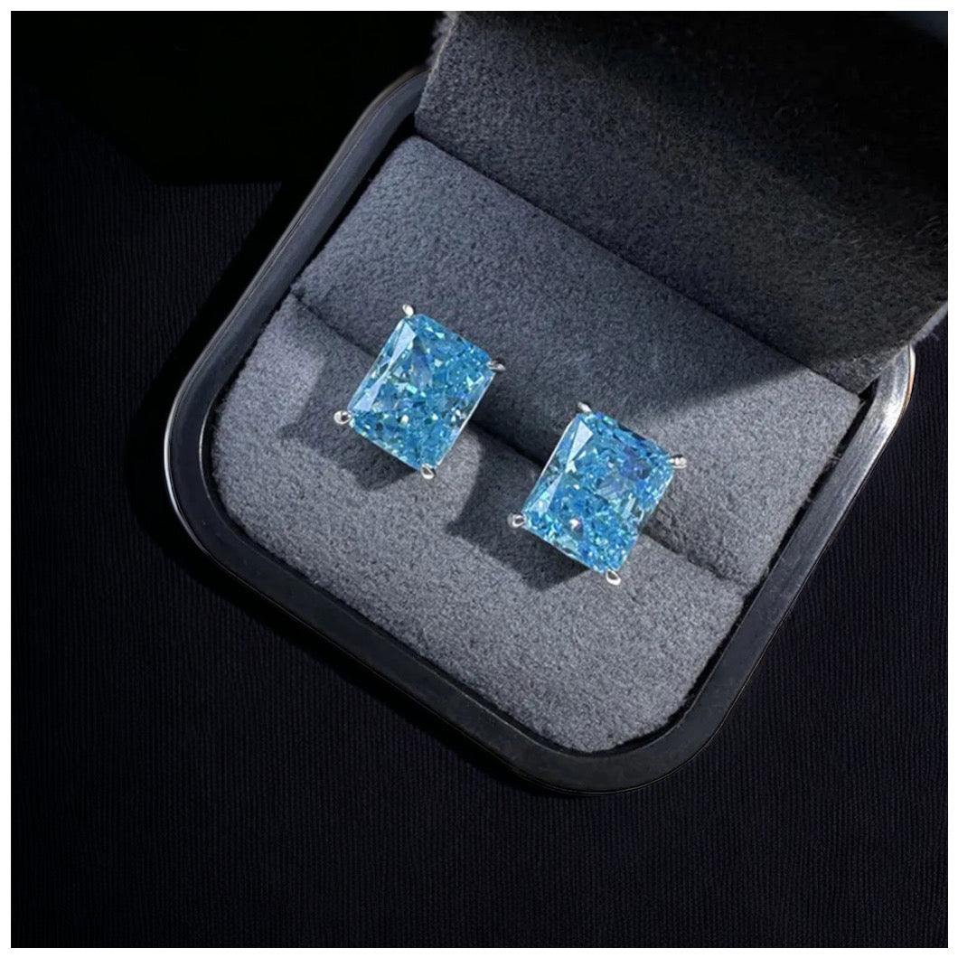 ICED OUT MOISSANITE "COLORSARLI" WEISSGOLD 925S SILVER OHRRINGE - ICERAIN JEWELRY