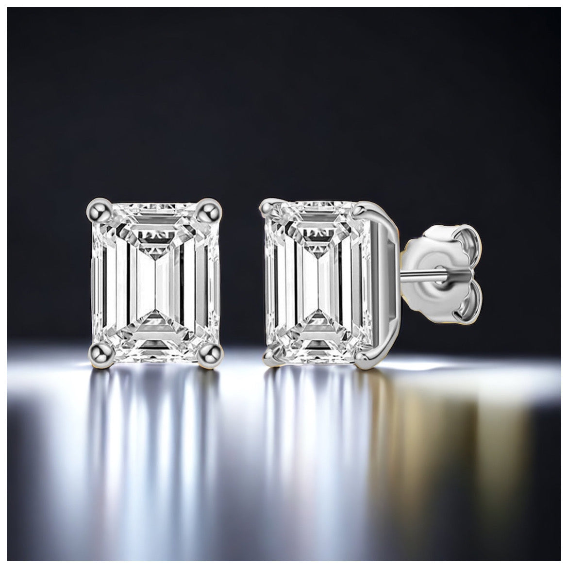 ICED OUT MOISSANITE "EMERALD" WEISSGOLD 925S SILVER OHRRINGE - ICERAIN JEWELRY