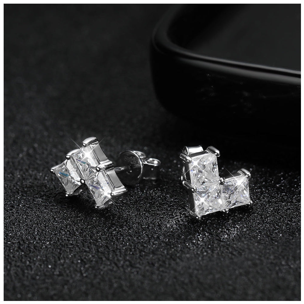 ICED OUT MOISSANITE "TRIANGLE" WEISSGOLD 925S SILVER OHRRINGE - ICERAIN JEWELRY