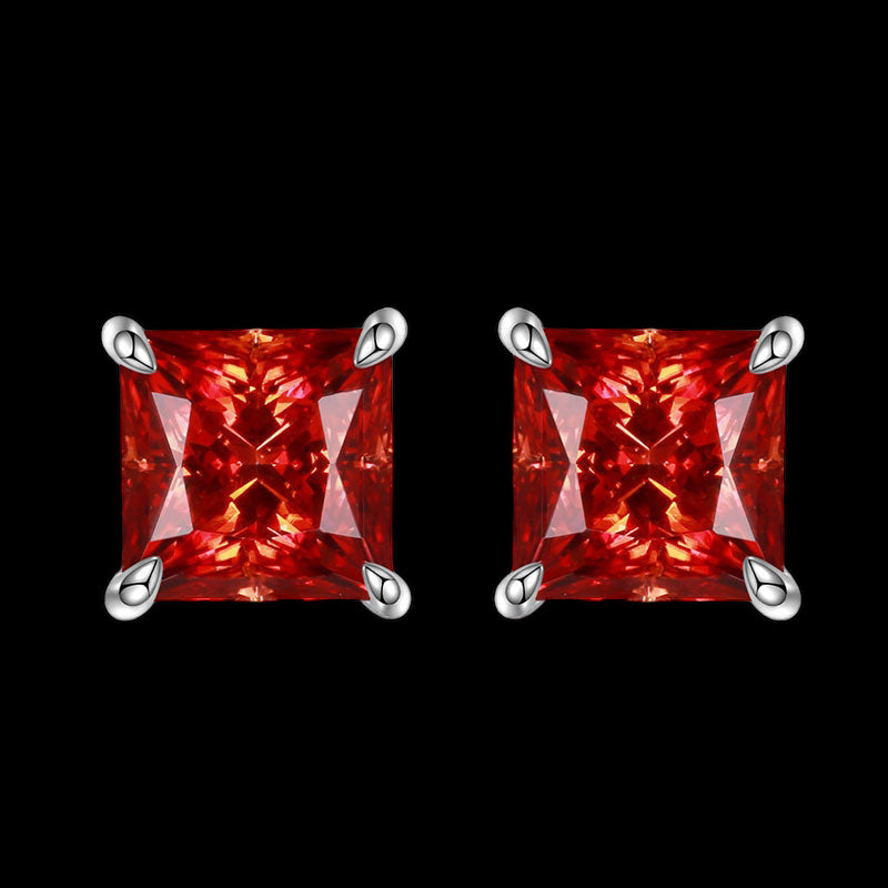 ICED OUT MOISSANITE "BLACK/RED SILVERSTAR" WEISSGOLD 925S SILVER OHRRINGE - ICERAIN JEWELRY