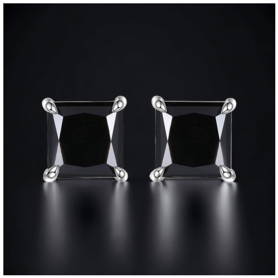 ICED OUT MOISSANITE "BLACK/RED SILVERSTAR" WEISSGOLD 925S SILVER OHRRINGE - ICERAIN JEWELRY