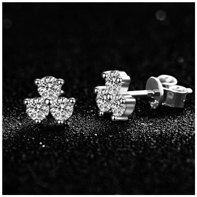 ICED OUT MOISSANITE "PLUM FLOWER" WEISSGOLD 925S SILVER OHRRINGE - ICERAIN JEWELRY