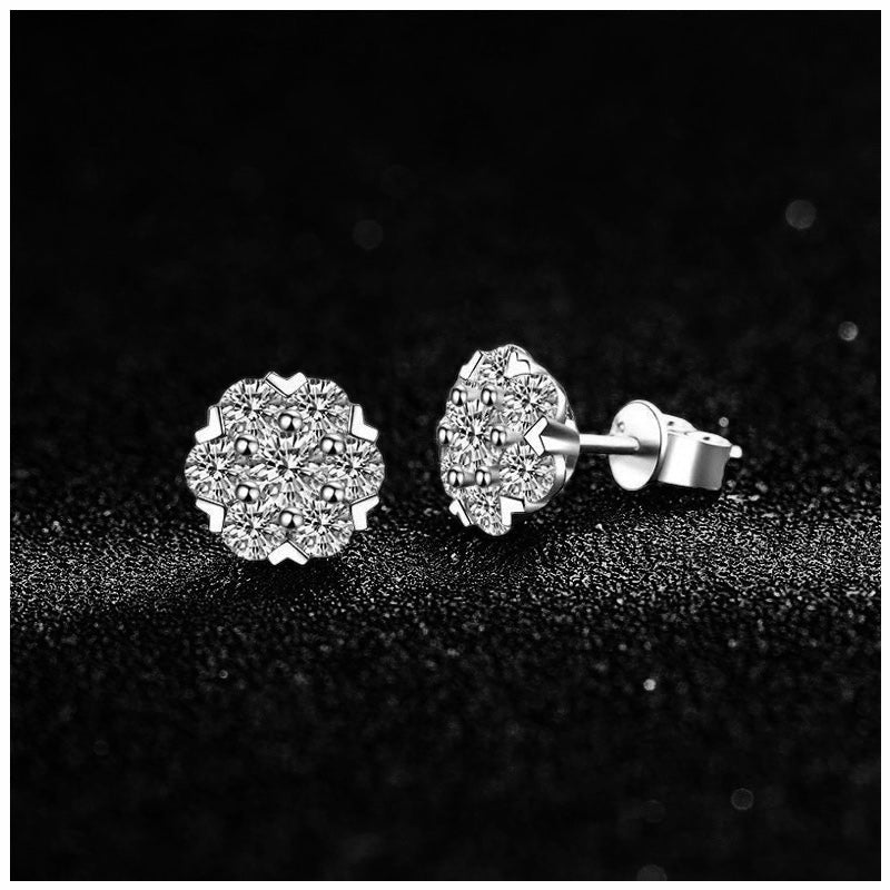 ICED OUT MOISSANITE "FLOWER" WEISSGOLD 925S SILVER OHRRINGE - ICERAIN JEWELRY