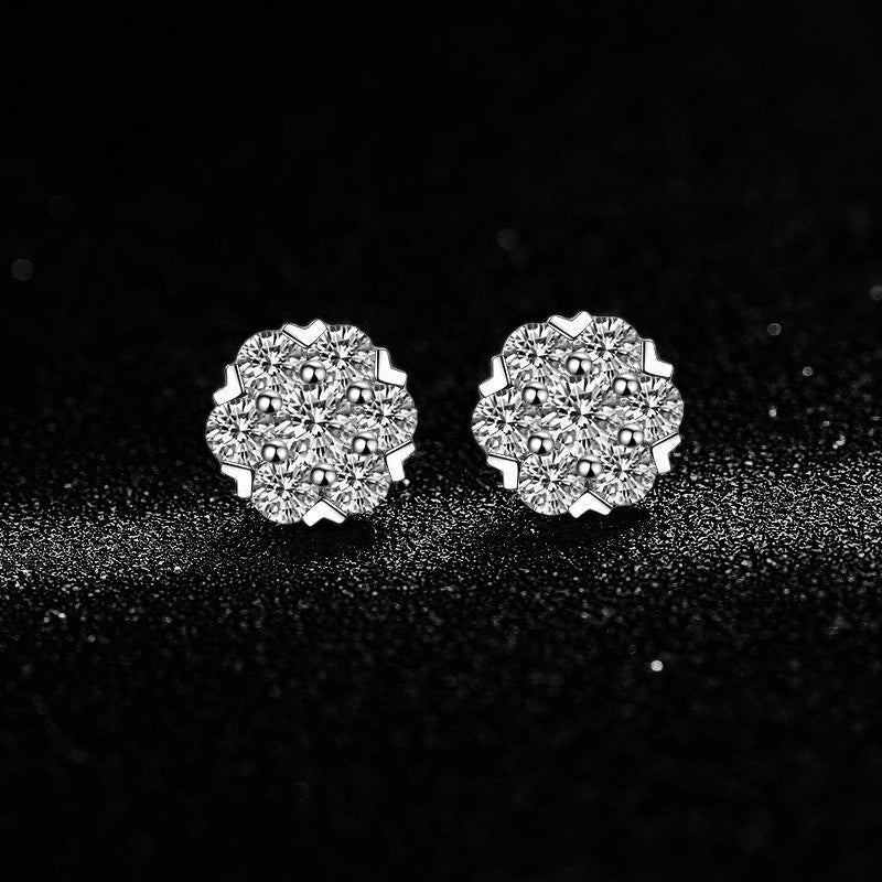 ICED OUT MOISSANITE "FLOWER" WEISSGOLD 925S SILVER OHRRINGE - ICERAIN JEWELRY