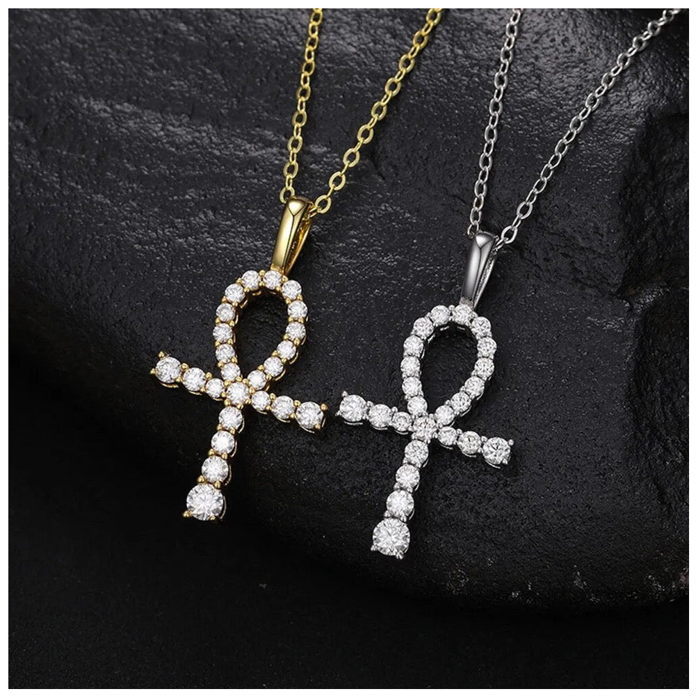 ICED OUT MOISSANITE "HOLY CROSS" WEISSGOLD 925S SILVER KETTE - ICERAIN JEWELRY