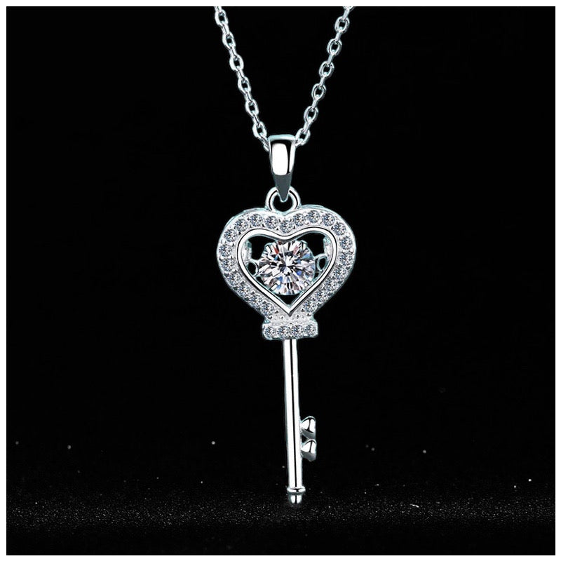 ICED OUT MOISSANITE "HEART KEY" WEISSGOLD 925S SILVER KETTE - ICERAIN JEWELRY