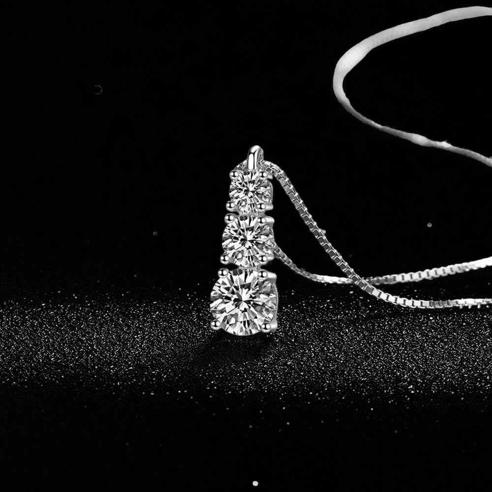 ICED OUT MOISSANITE "THREE DIAMOND" WEISSGOLD 925S SILVER KETTE - ICERAIN JEWELRY