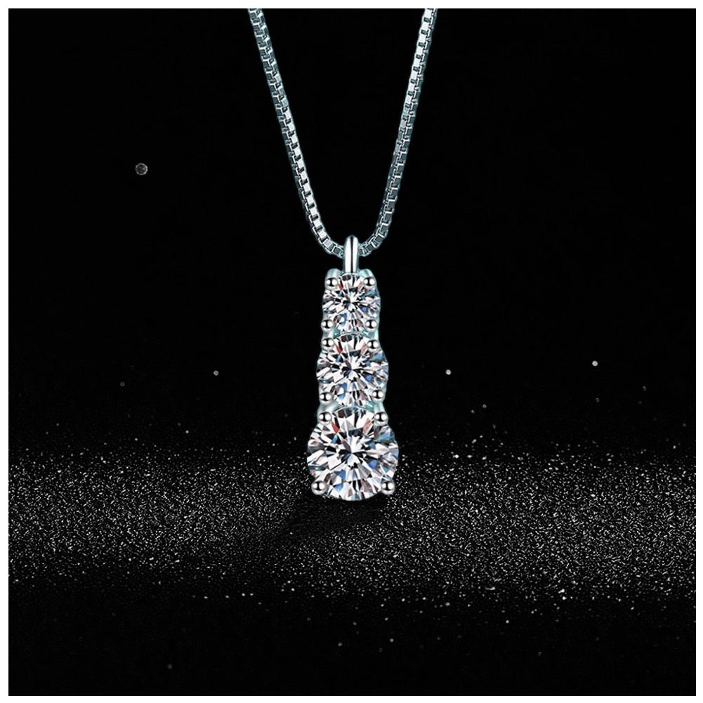 ICED OUT MOISSANITE "THREE DIAMOND" WEISSGOLD 925S SILVER KETTE - ICERAIN JEWELRY