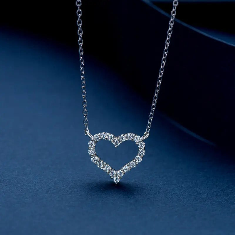 ICED OUT MOISSANITE "HEART" WEISSGOLD 925S SILVER KETTE - ICERAIN JEWELRY