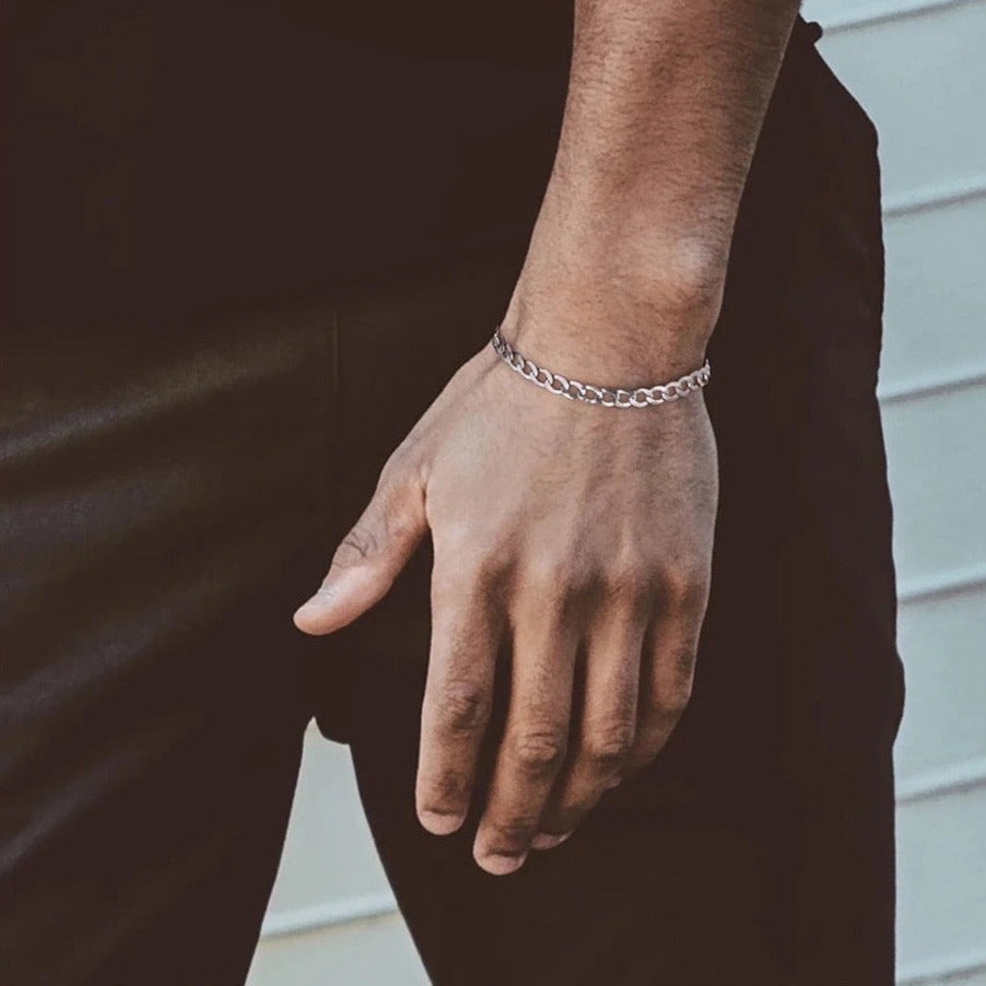 SALE | 925S SILVER 3MM 16,5CM "SILVER CUBAN" ARMBAND - ICERAIN JEWELRY