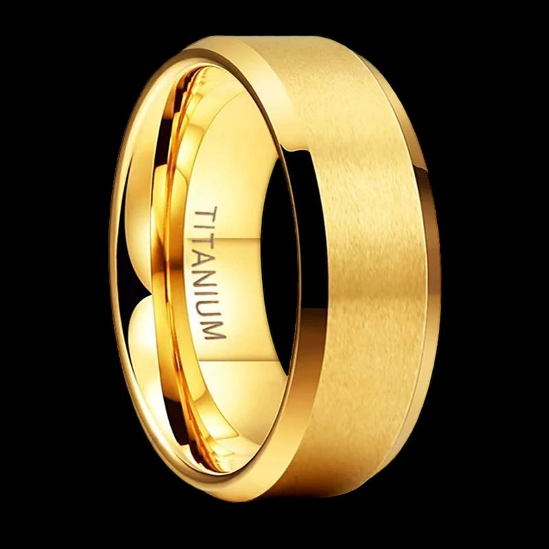 SALE | EDELSTAHL 8MM GRÖSSE 14 (23MM DURCHMESSER) "GOLD COMFORT" RING - ICERAIN JEWELRY