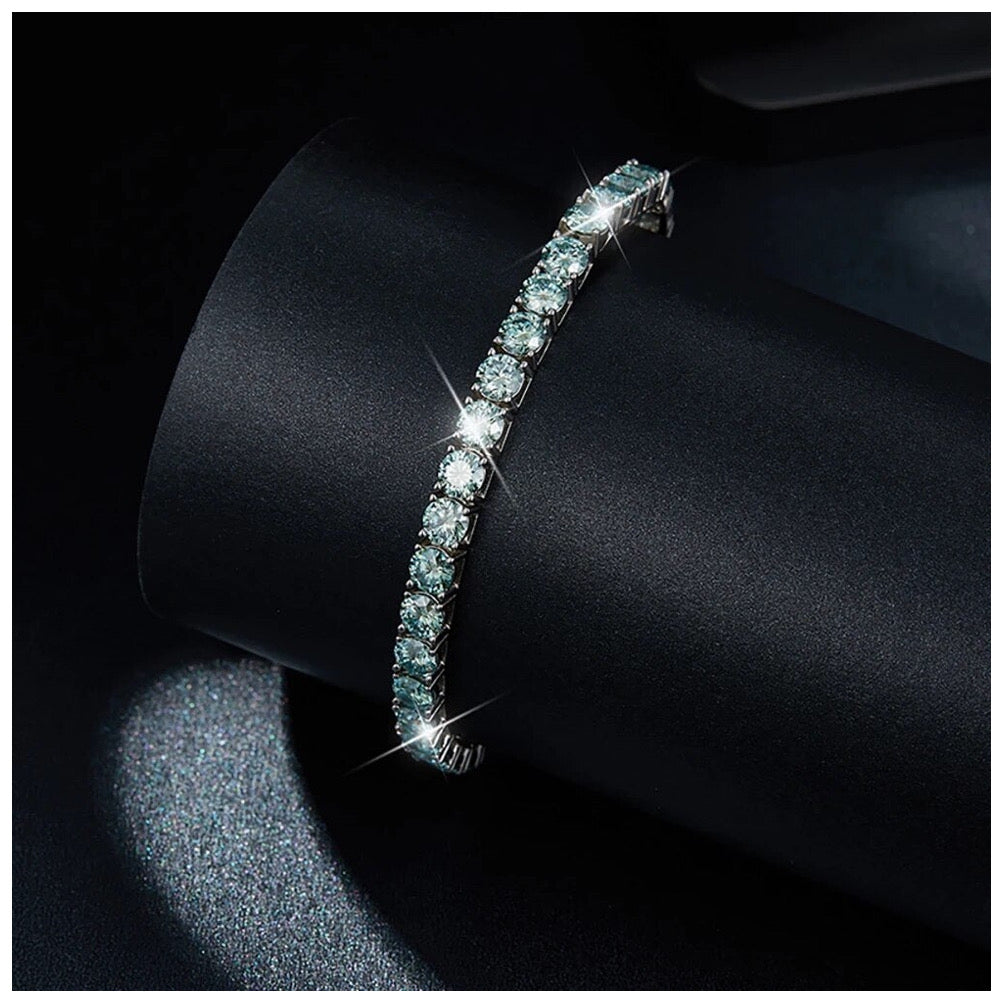 ICED OUT MOISSANITE "GREEN TENNIS" WEISSGOLD 925S SILVER ARMBAND - ICERAIN JEWELRY