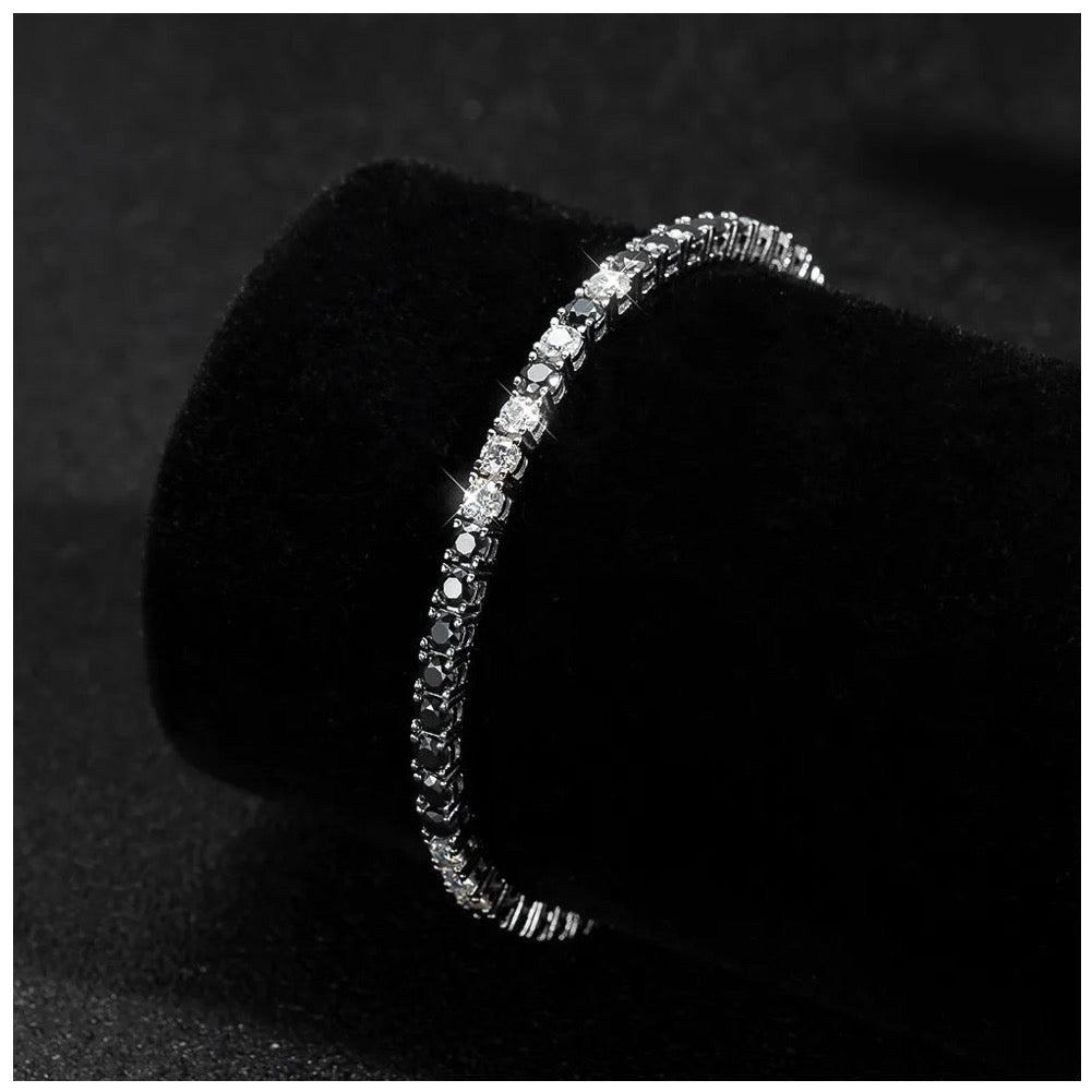 ICED OUT MOISSANITE "SILVER/BLACK TENNIS" WEISSGOLD 925S SILVER ARMBAND - ICERAIN JEWELRY