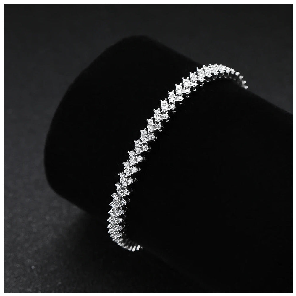 ICED OUT MOISSANITE "TRIANGLE TENNIS" WEISSGOLD 925S SILVER ARMBAND - ICERAIN JEWELRY