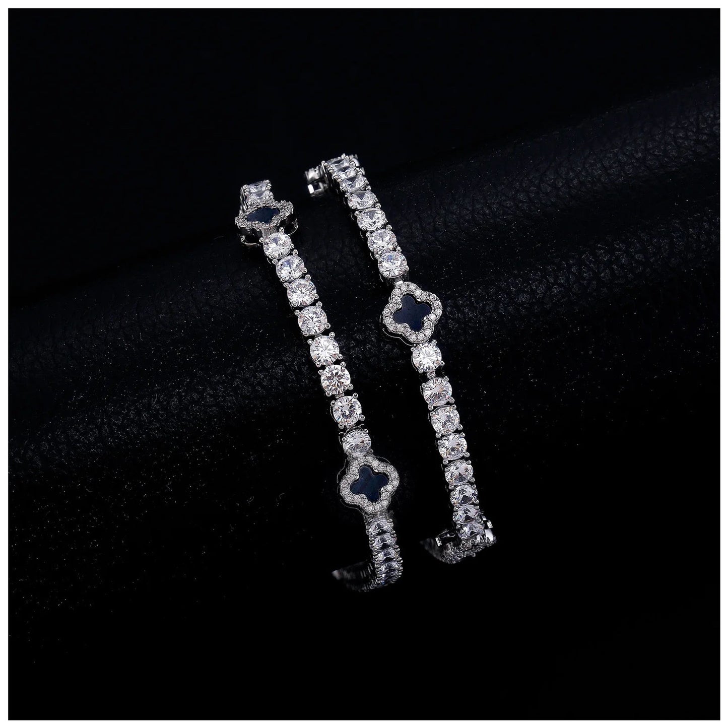 SALE | ICED OUT 23CM "BLACK CLOVER TENNIS" ARMBAND - ICERAIN JEWELRY