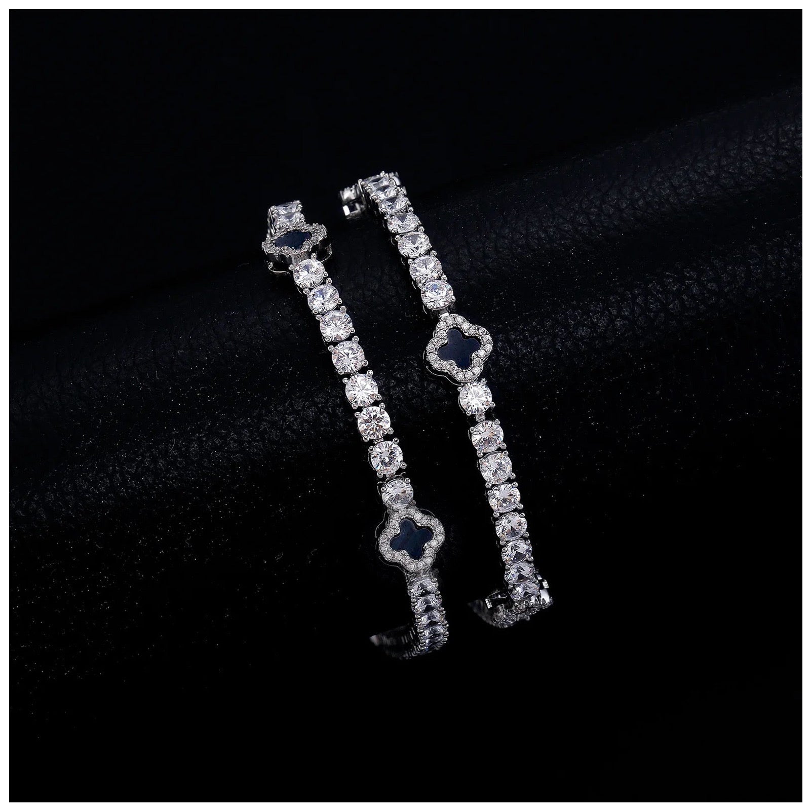 SALE | ICED OUT 23CM "BLACK CLOVER TENNIS" ARMBAND - ICERAIN JEWELRY