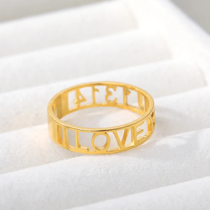 PERSONALISIERTER EDELSTAHL "LETTER" RING - ICERAIN JEWELRY