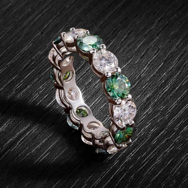 ICED OUT MOISSANITE "RED/GREEN DRASILO" WEISSGOLD 925S SILVER RING - ICERAIN JEWELRY