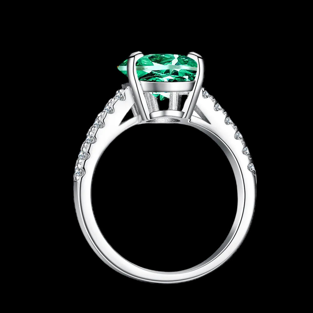 ICED OUT MOISSANITE "GREEN PEAR" WEISSGOLD 925S SILVER RING - ICERAIN JEWELRY