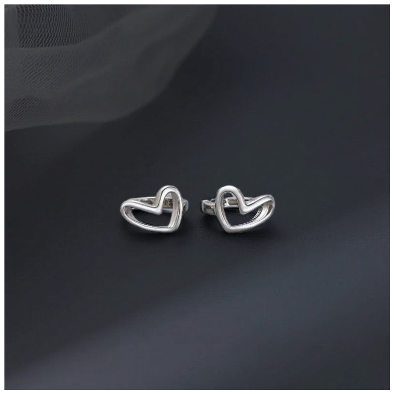 925S SILVER "HEART" OHRRINGE - ICERAIN JEWELRY
