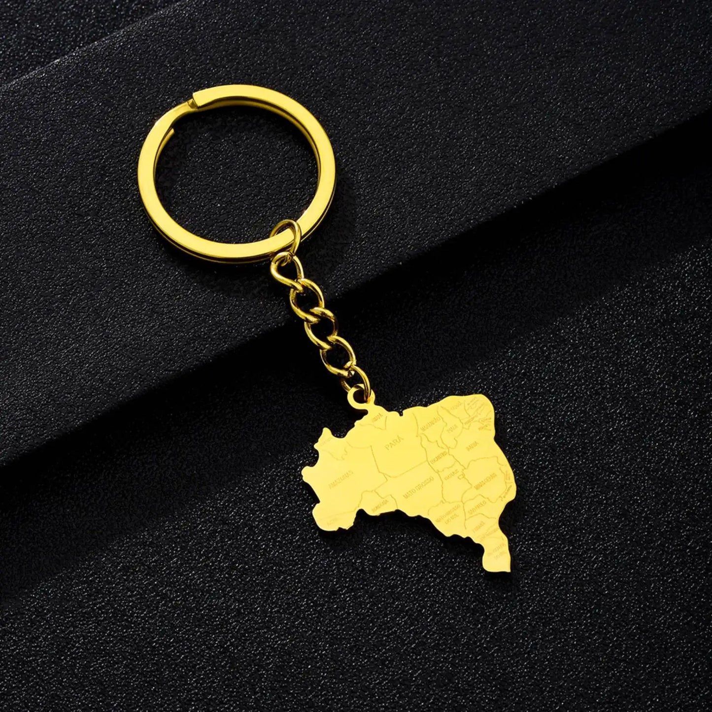Brazil Map Keychain for Women Men Stainless Steel Jewelry Gift - ICERAIN JEWELRY