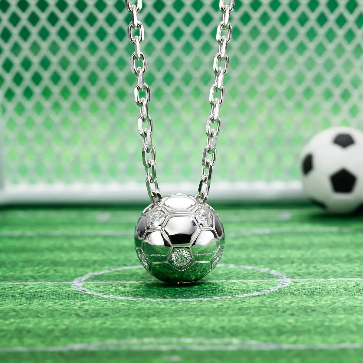 ICED OUT MOISSANITE "SOCCER" WEISSGOLD 925S SILVER KETTE - ICERAIN JEWELRY