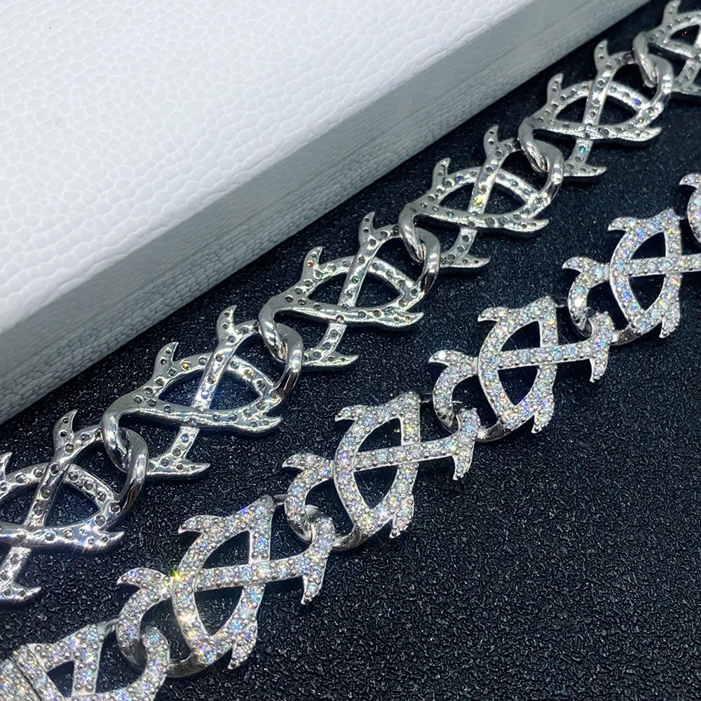 ICED OUT 15MM MOISSANITE "THORN" WEISSGOLD 925S SILVER ARMBAND - ICERAIN JEWELRY